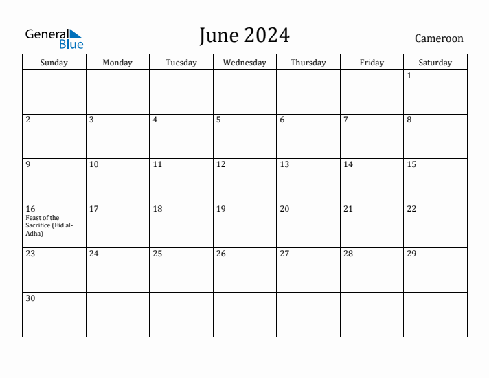 June 2024 Calendar Cameroon