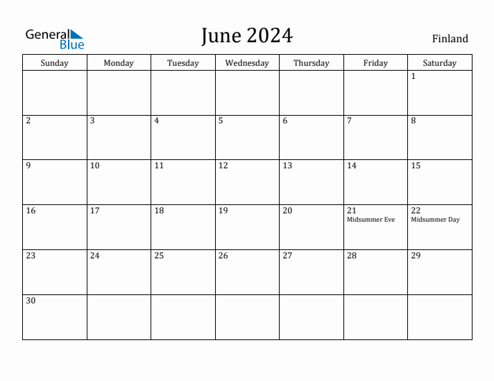 June 2024 Calendar Finland