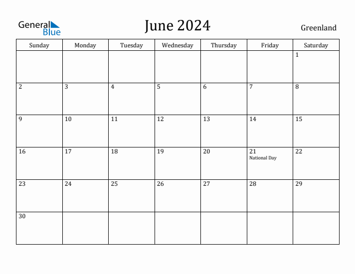 June 2024 Calendar Greenland