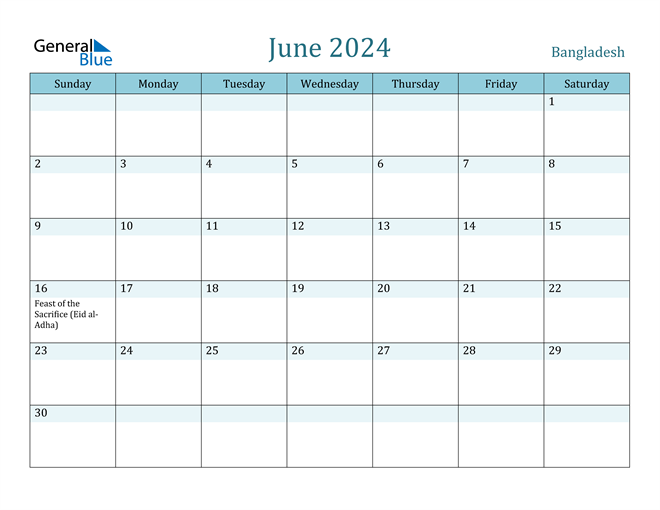 June 2024 Calendar with Holidays in PDF, Word, and Excel