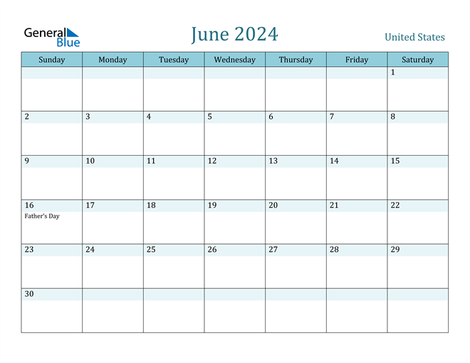 Free Printable June 2024 Calendar With Holidays