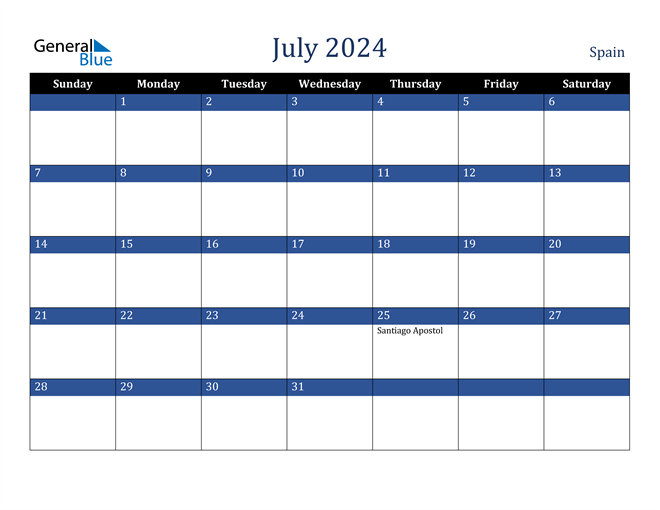 July 2024 Spain Calendar
