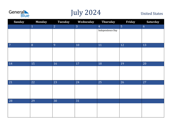 July 2024 Calendar with United States Holidays