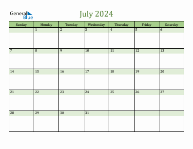 Current month calendar July 2024