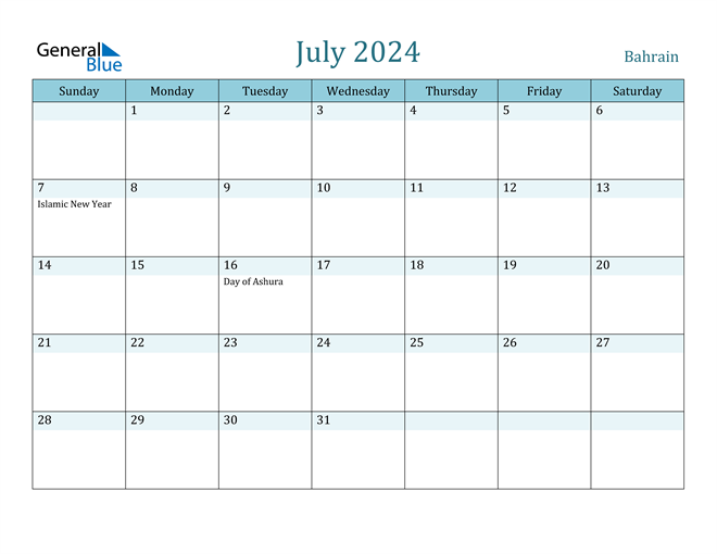 July 2024 Calendar with Holidays in PDF, Word, and Excel