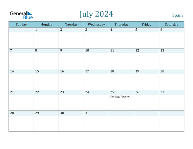 July 2024 Calendar with Holidays in PDF, Word, and Excel