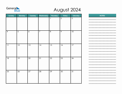 Last month calendar August 2024