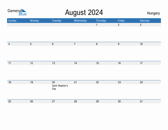 Fillable August 2024 Calendar