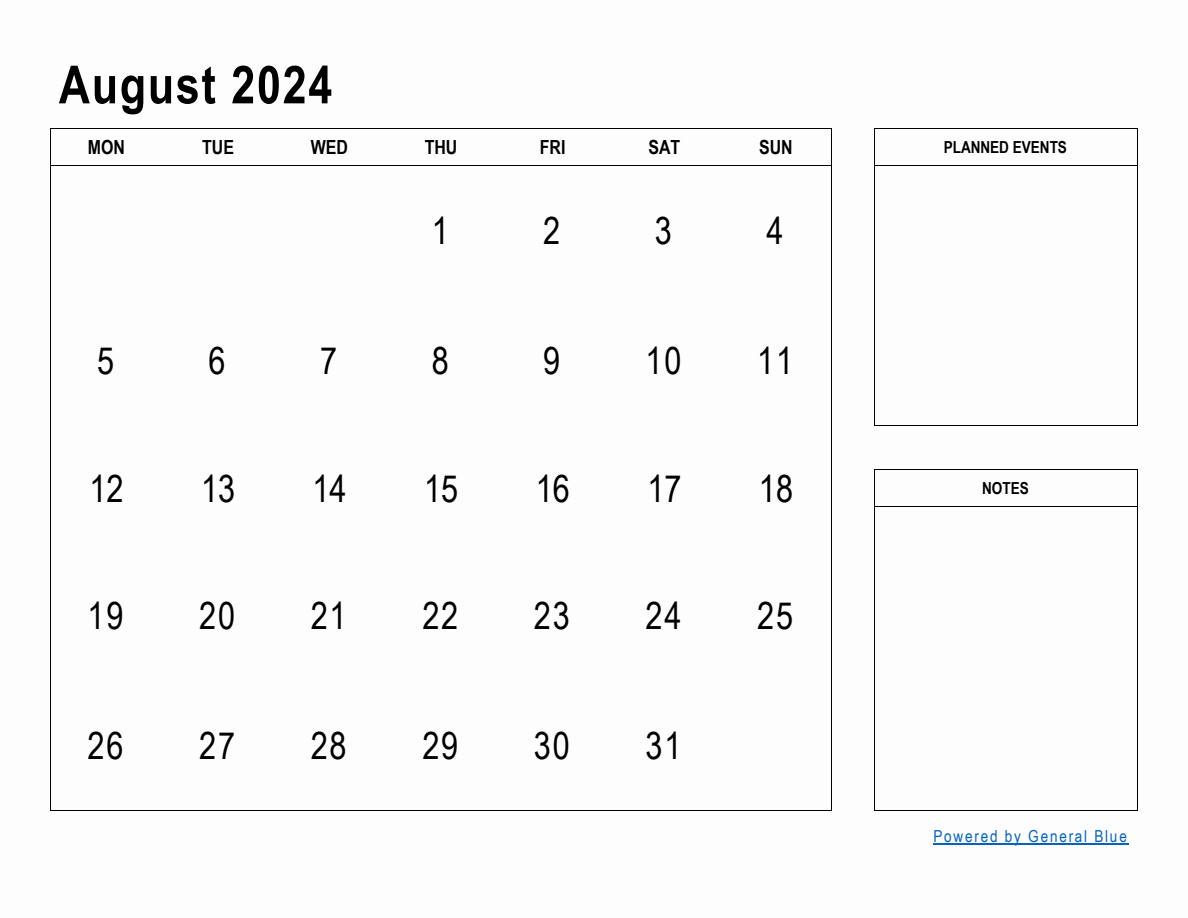 August 2024 Monthly Planner