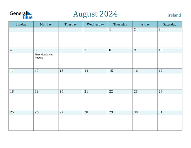 August 2024 Calendar with Holidays in PDF, Word, and Excel