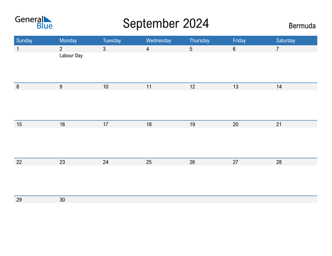 Bermuda September 2024 Calendar with Holidays