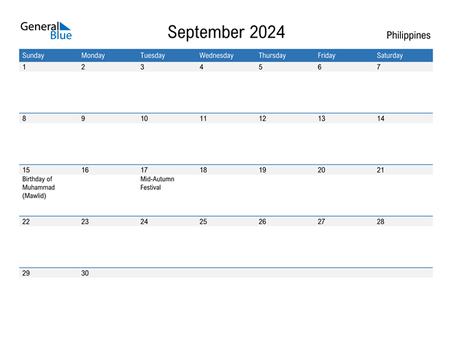 September 2024 Calendar with Philippines Holidays