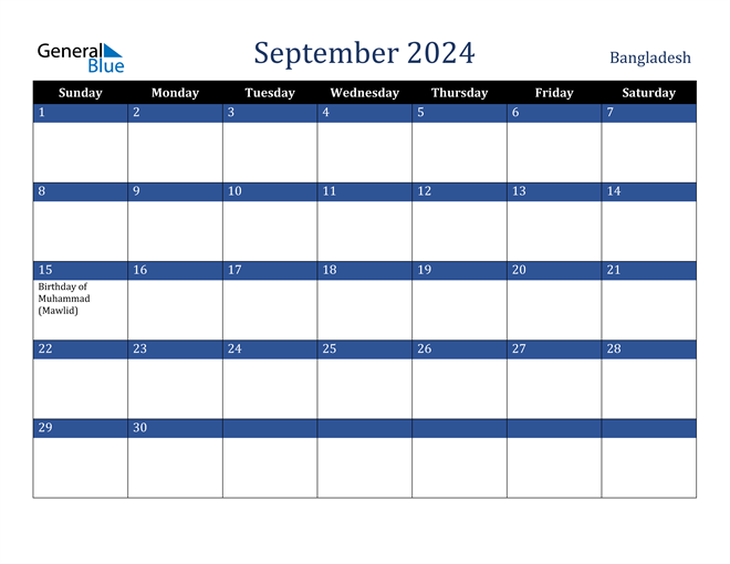 September 2024 Bangladesh Calendar