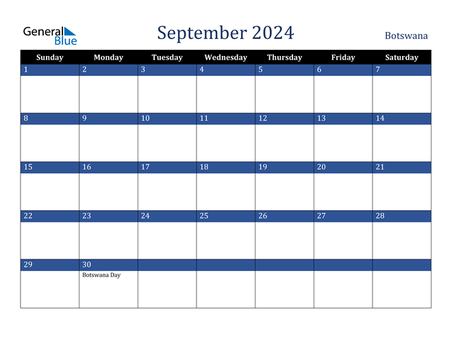 September 2024 Botswana Calendar