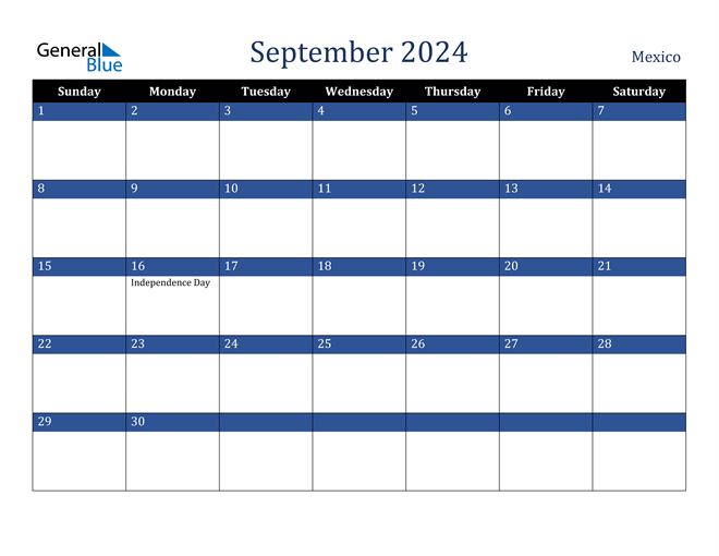 September 2024 Mexico Calendar
