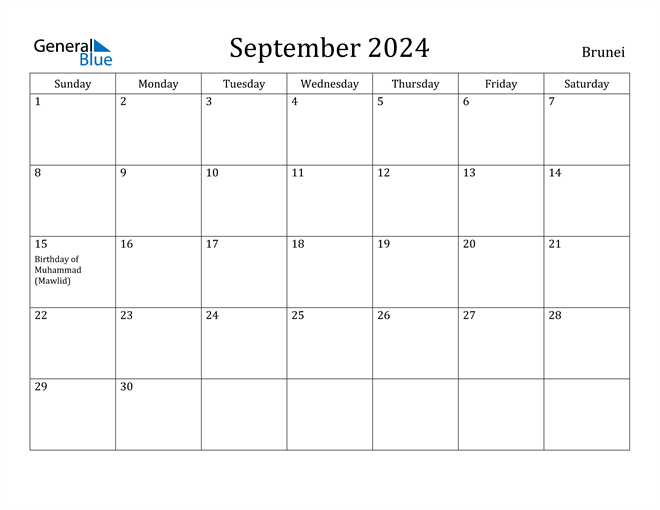 September 2024 Calendar Brunei