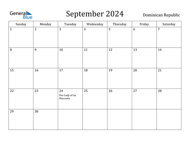 Dominican Republic September 2024 Calendar with Holidays