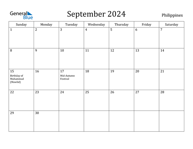 September 2024 Calendar with Philippines Holidays