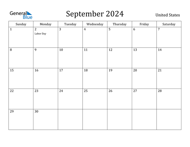 September 2024 Calendar with United States Holidays