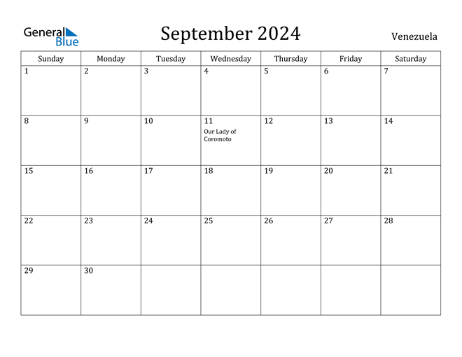September 2024 Calendar Venezuela