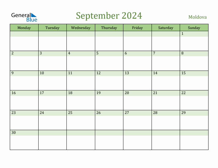 September 2024 Calendar with Moldova Holidays