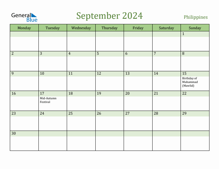 September 2024 Calendar with Philippines Holidays