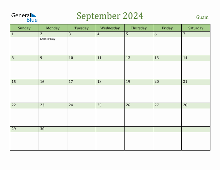 September 2024 Calendar with Guam Holidays