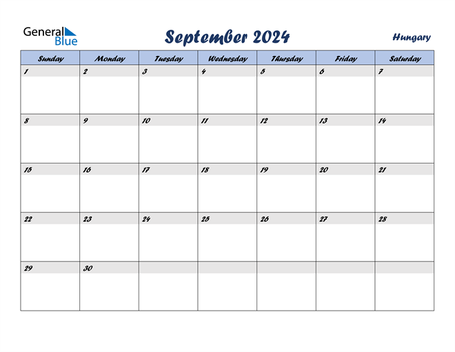 September 2024 Calendar with Hungary Holidays