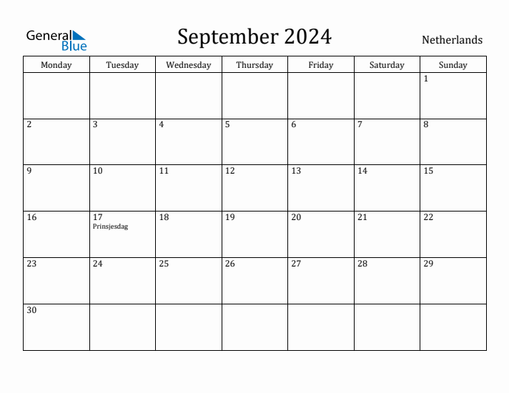 September 2024 Calendar The Netherlands