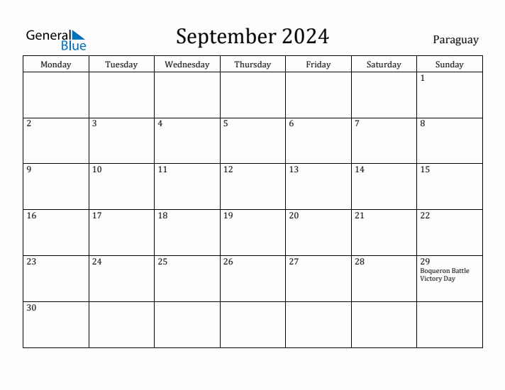 September 2024 Calendar Paraguay