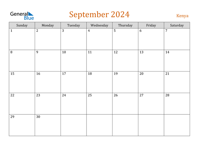 Kenya September 2024 Calendar with Holidays