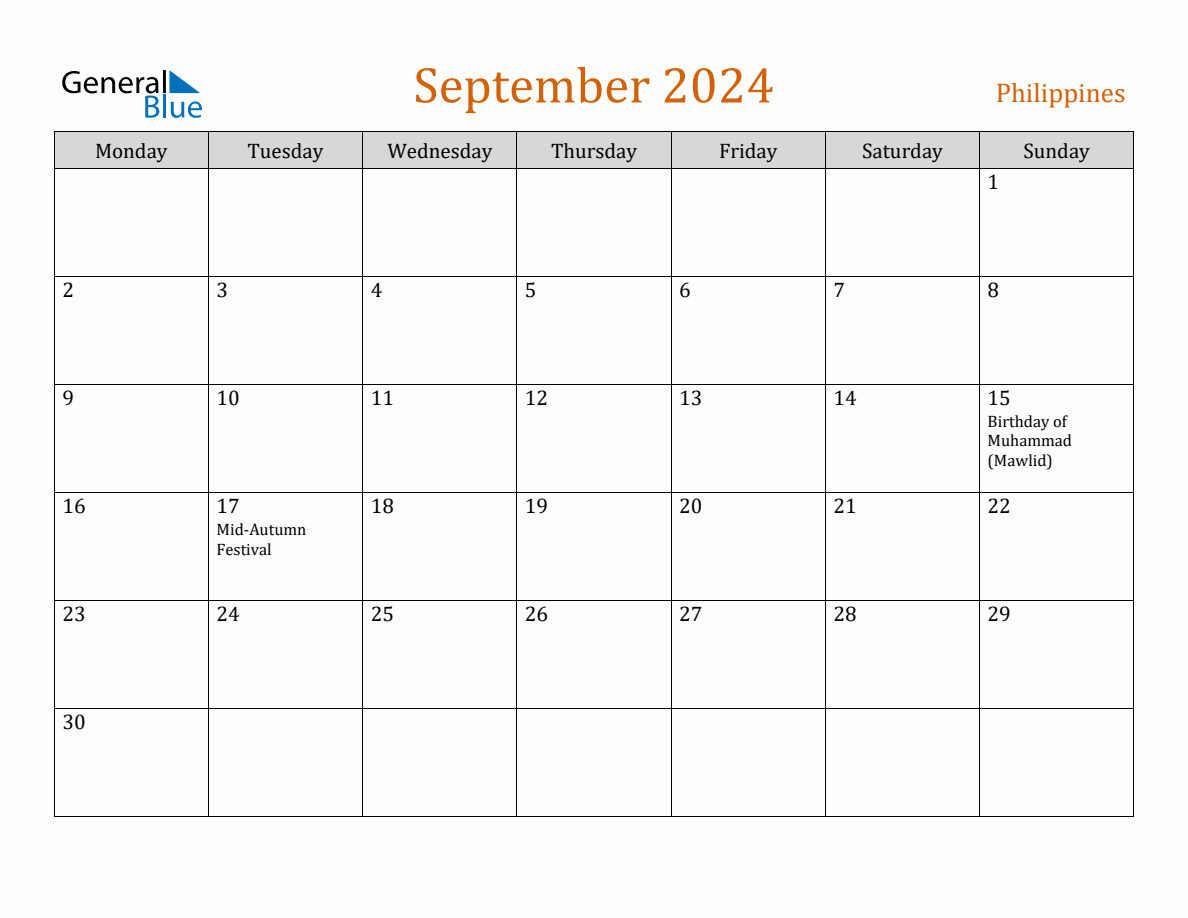 Free September 2024 Philippines Calendar