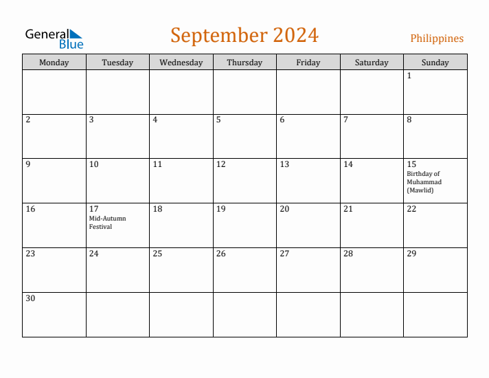 Free September 2024 Philippines Calendar