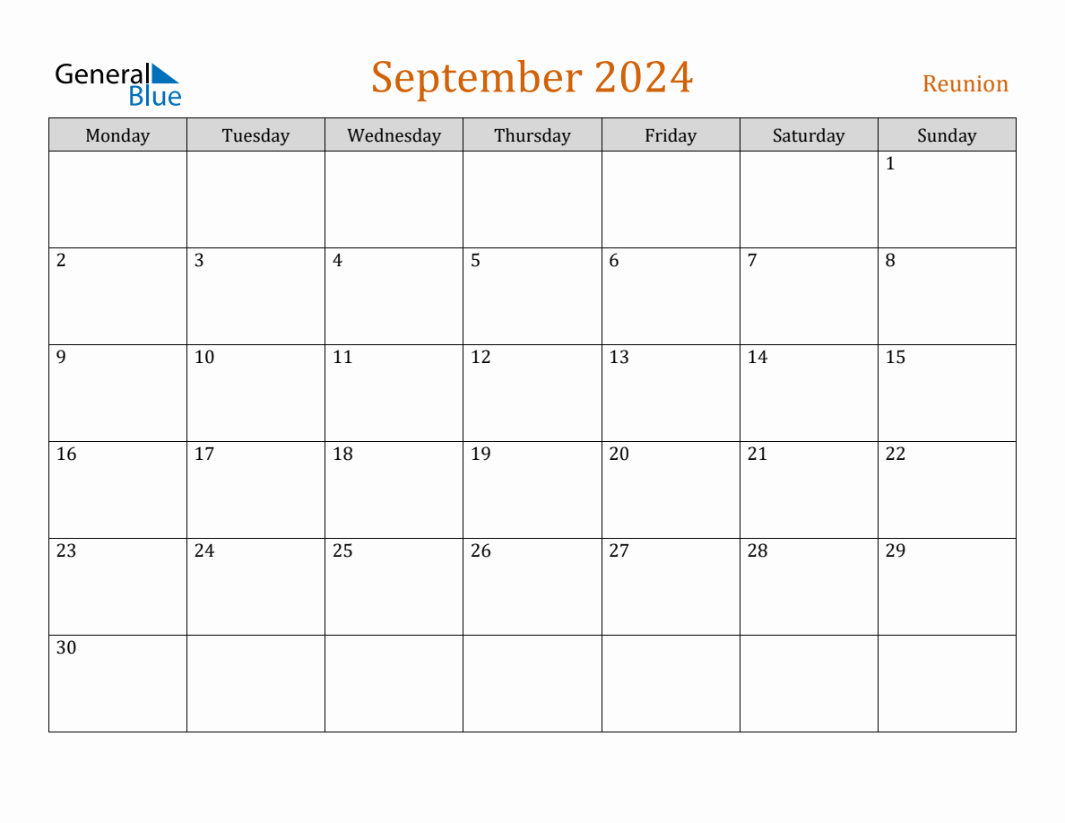 Free September 2024 Reunion Calendar