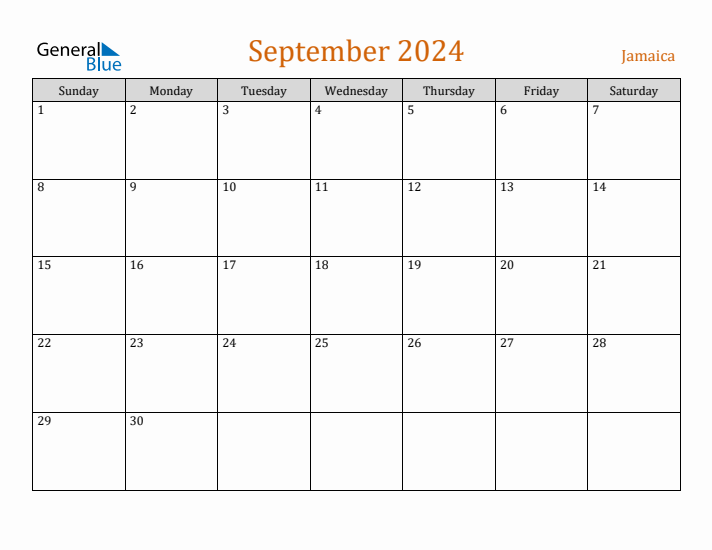 Free September 2024 Jamaica Calendar