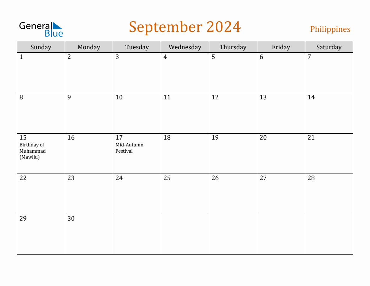 Free September 2024 Philippines Calendar