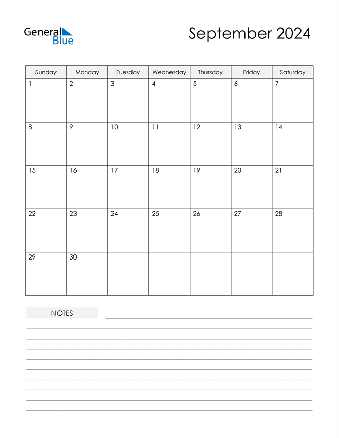 September 2024 Calendar PDF Word Excel 