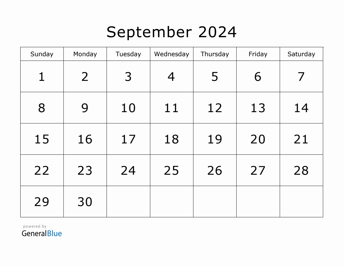 Printable September 2024 Calendar