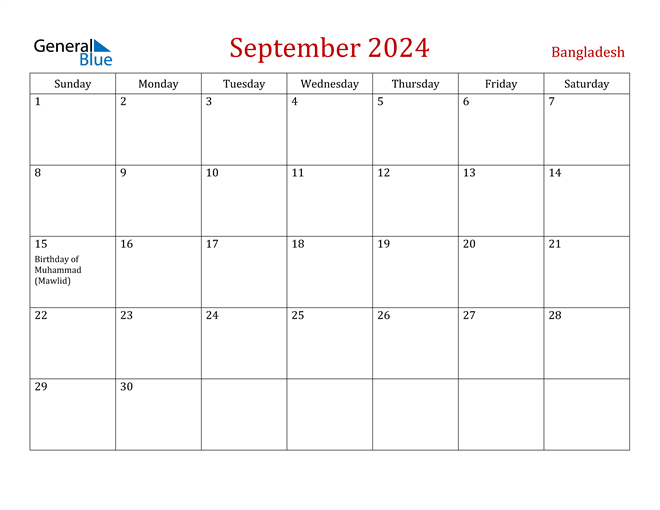 Bangladesh September 2024 Calendar
