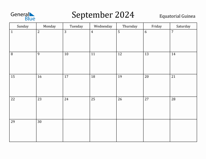 September 2024 Calendar Equatorial Guinea