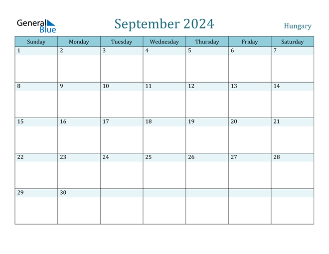 September 2024 Calendar with Hungary Holidays