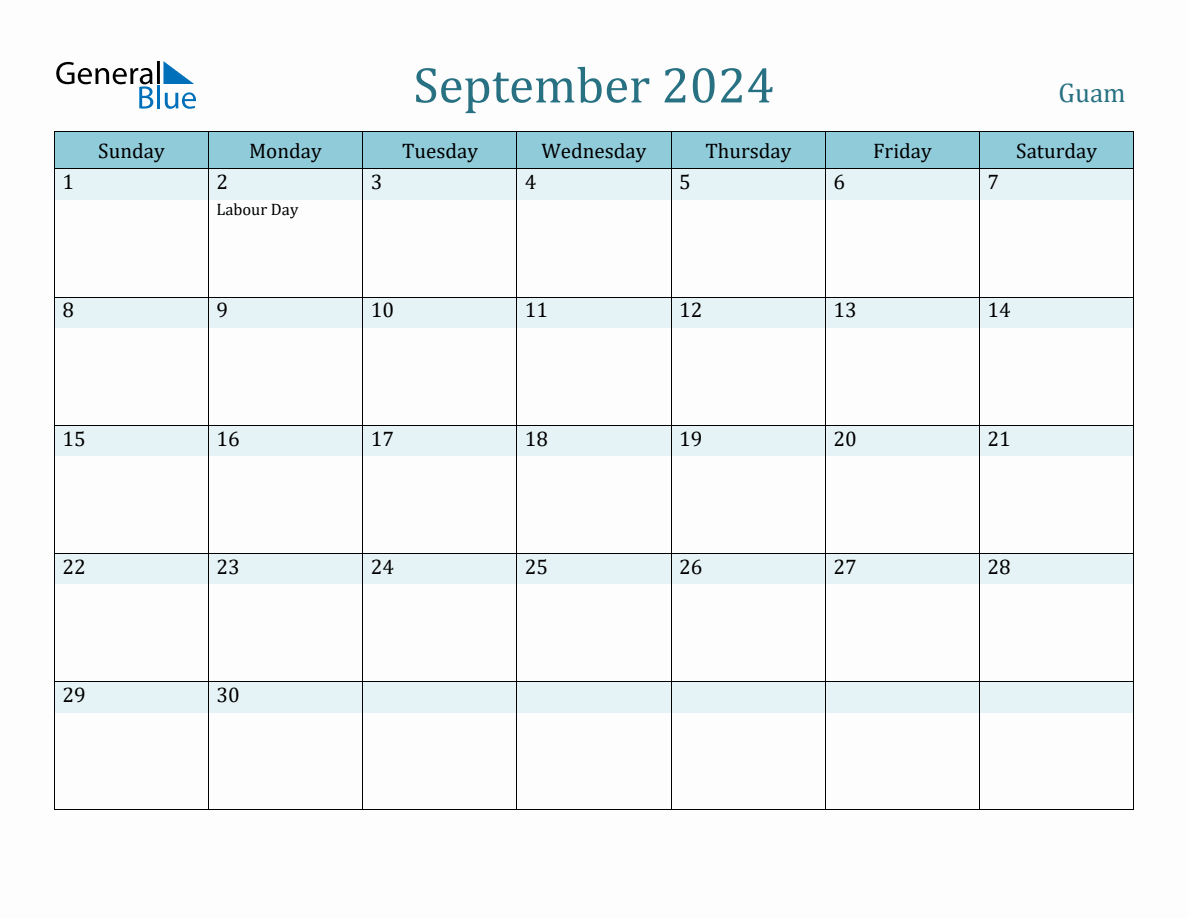 Guam Holiday Calendar for September 2024