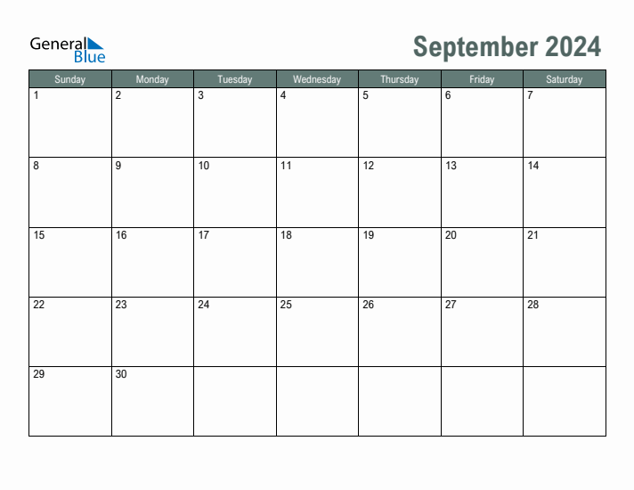 Free Printable September 2024 Calendar