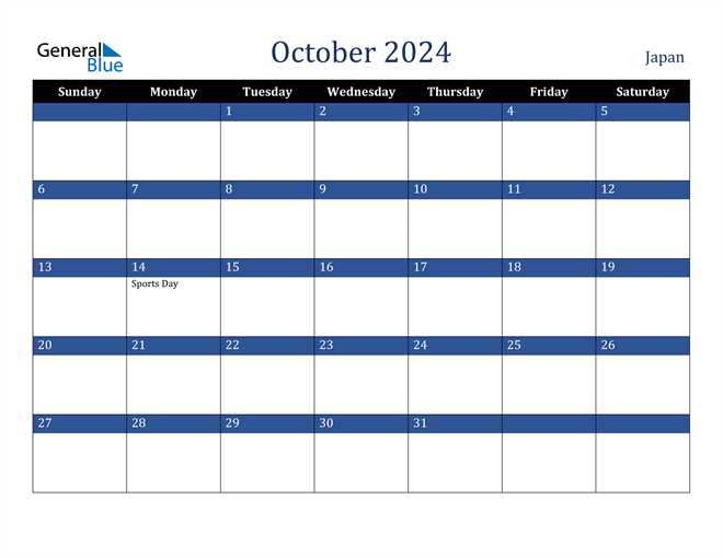 October 2024 Japan Calendar