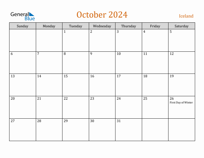 October 2024 Holiday Calendar with Sunday Start