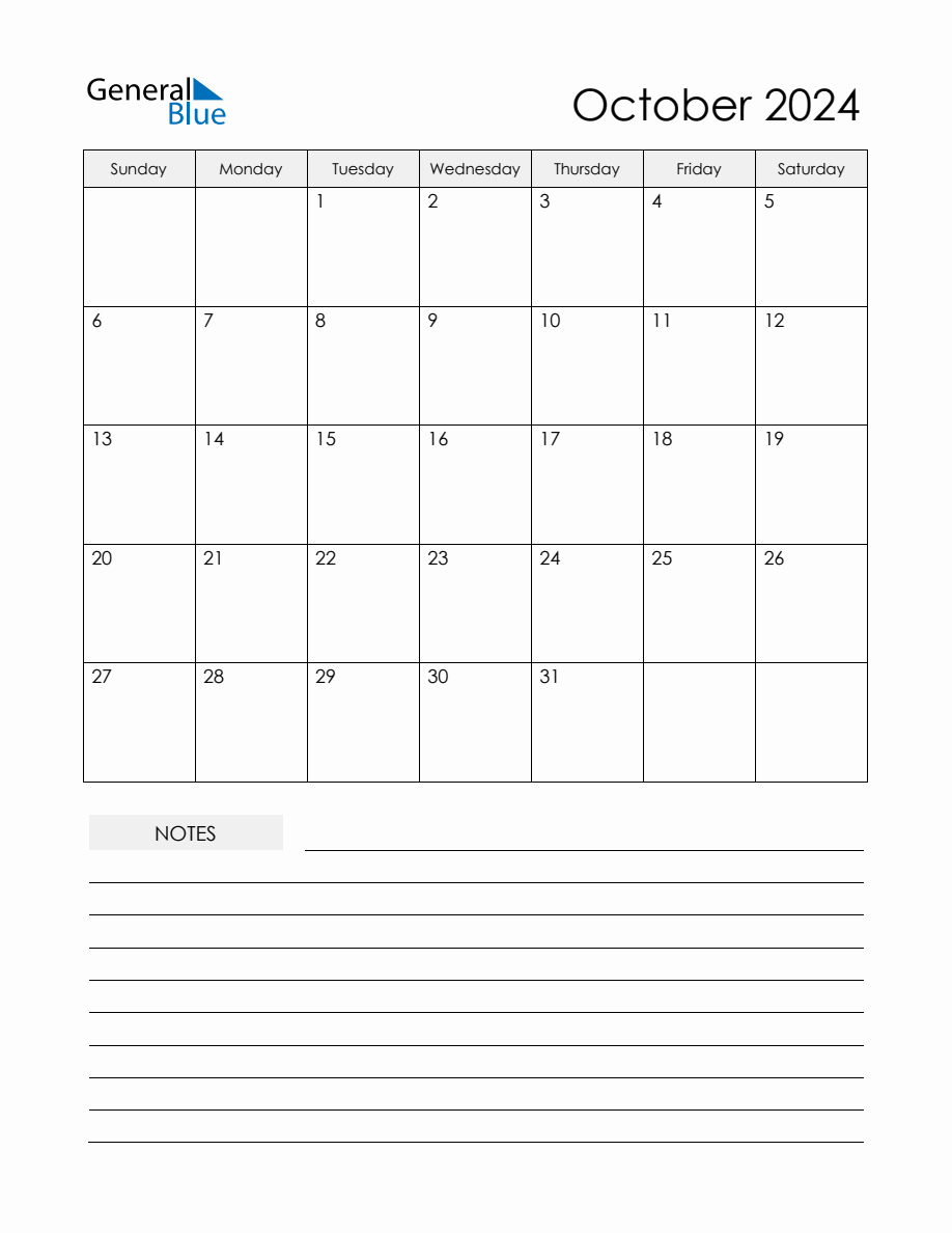 October 2024 Monthly Planner Calendar