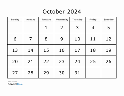 Next month calendar October 2024