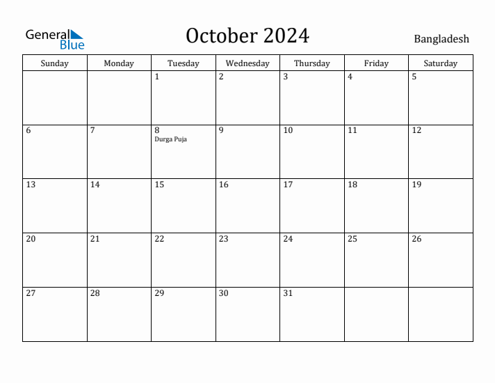 October 2024 Calendar Bangladesh