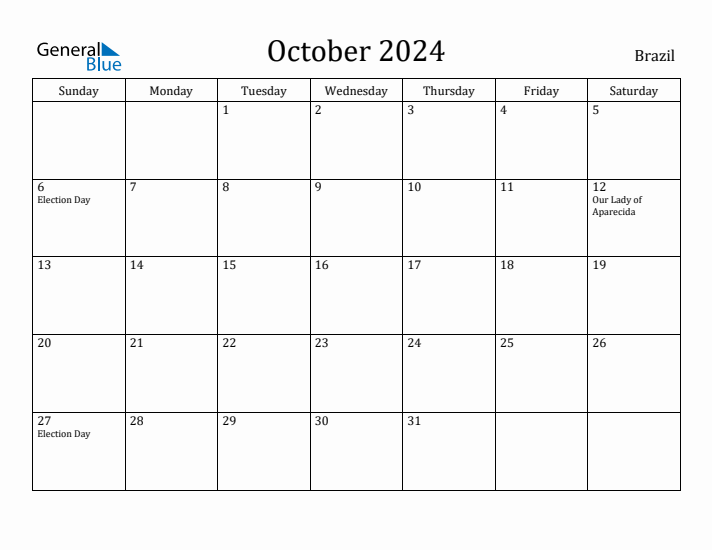 October 2024 Calendar Brazil