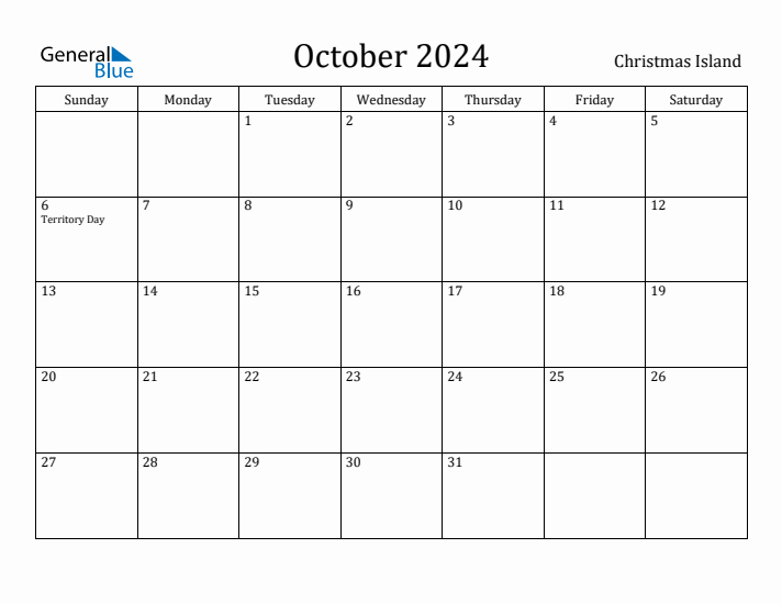 October 2024 Calendar Christmas Island
